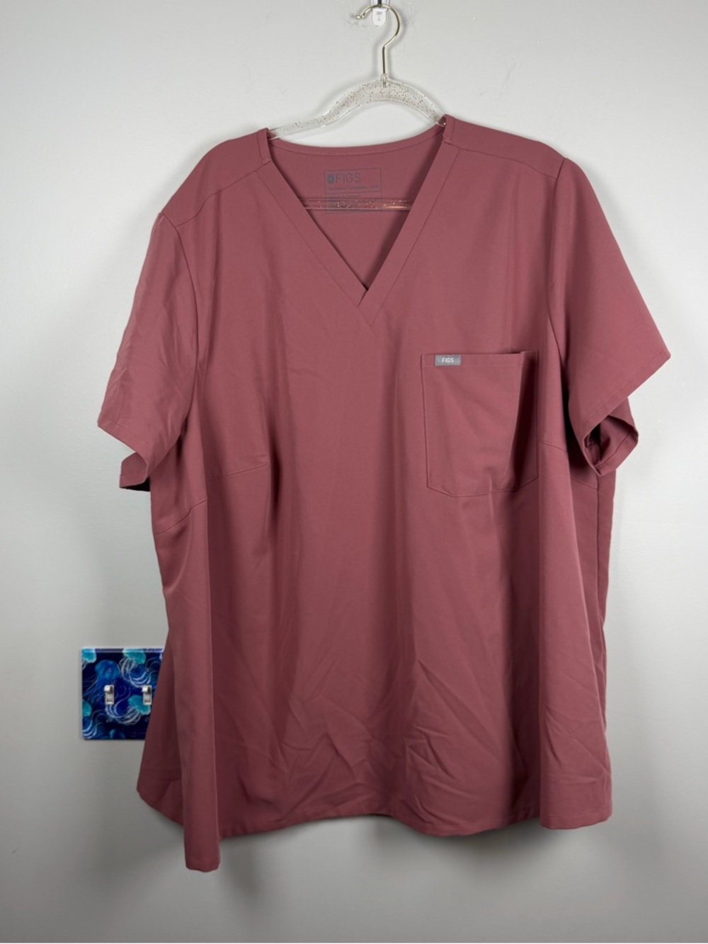 Women’s Figs Catarina One-Pocket Scrub Top Pink Nurse Medical PO#4907 Size 6XL
